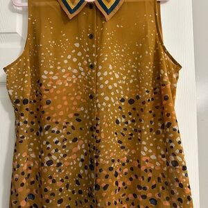 CAbi Golden Blouse with Chevron Detail